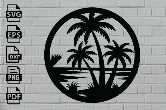 Download Beach Sunset Laser Cut File Home Decor - Cut file Collection
