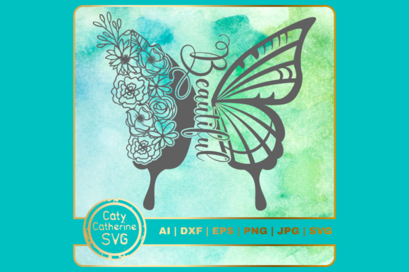 Download Beautiful Floral Butterfly SVG Cut File - Cut file Collection