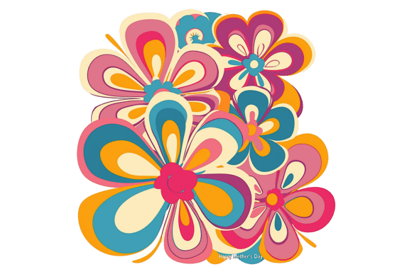 Download Hippie Flowers Background 60s Png - Round Collection