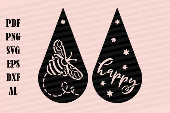 Download Drop Earrings Bee Happy Summer Cut Files - Cut file Collection