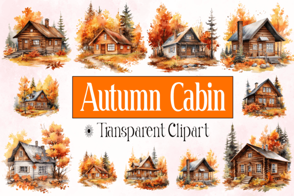 Download Autumn Cabin Transparent Background - Round Collection