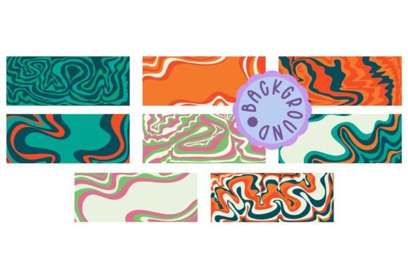 Download 60s Wave Background Set in Trendy Style - Round Collection