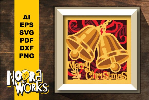 Download Christmas Bells Shadow Box Cricut File - Cut file Collection