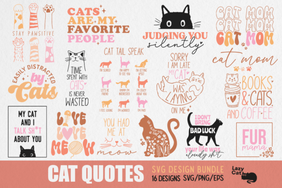 Download Cat Quote SVG Design Bundle - Svg design bundle Collection